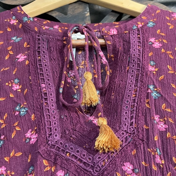 Floral Top Boho Blouse Tassel Tunic Mini Dress (?) Peasant Prairie - Picture 11 of 14